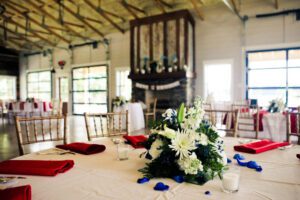 A Table Arrangement With Flowers in the Middle